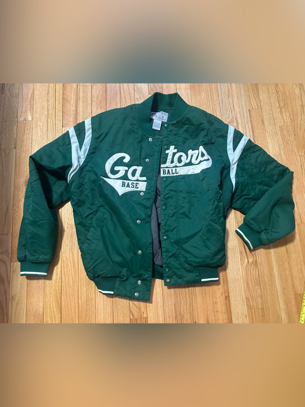 Vintage Green Varsity Gators Baseball Jacket Size Large